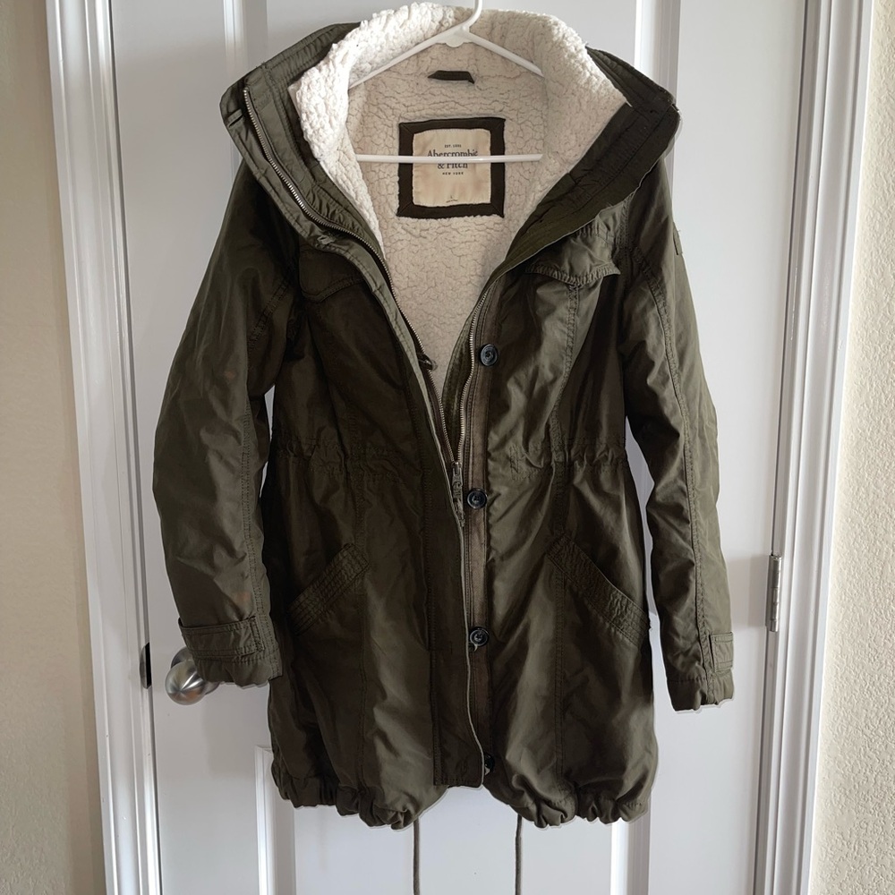 Abercrombie & Fitch Khaki Jacket with Cream Lining